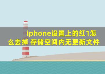 iphone设置上的红1怎么去掉 存储空间内无更新文件